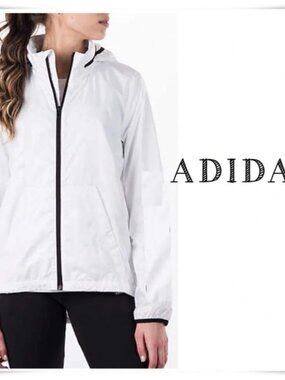 Adidas White Linear Zip up Windbreaker Jacket Sleeve Logo New with Tags XL